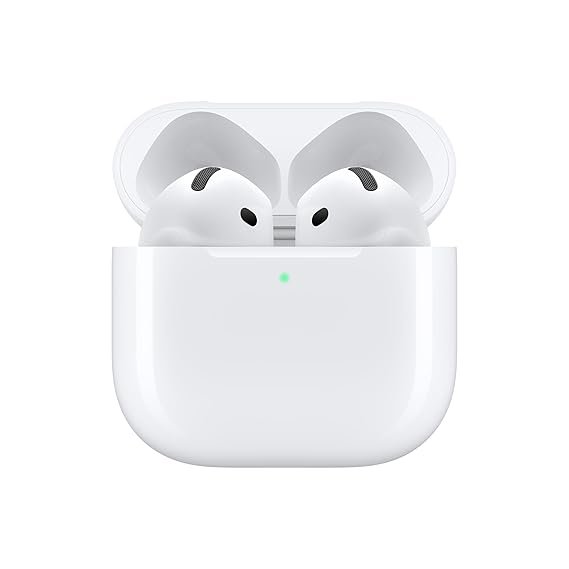 Apple AirPods 4 Wireless Earbuds, Bluetooth Headphones, Personalised Spatial Audio, Sweat and Water Resistant, USB-C Charging Case, H2 Chip, Up to 30 Hours of Battery Life, Effortless Setup for iPhone